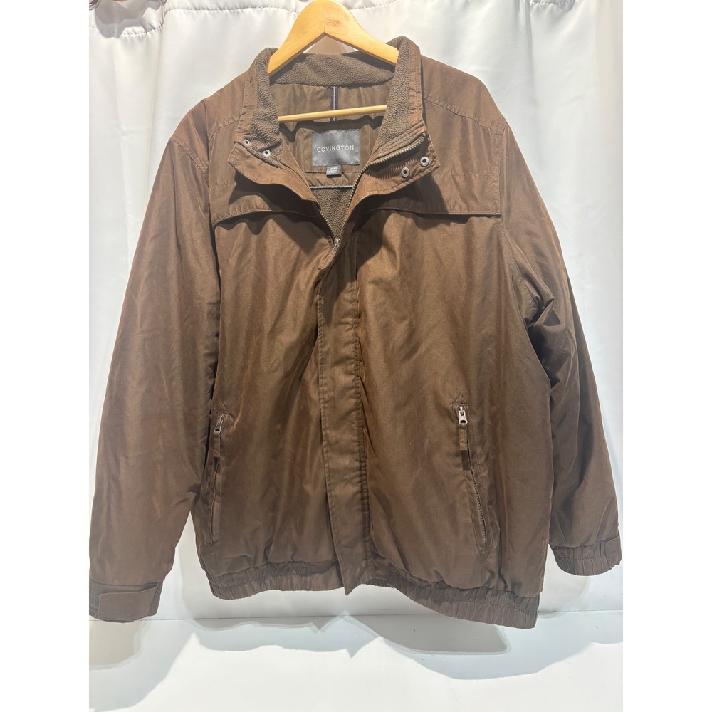 Covington Jacket Mens XL Brown Fleece Lined Quilted Full Zip Utility Bomber